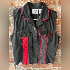 Vintage Taylor G. Black Denim Vest with Black and Red  Details size Small